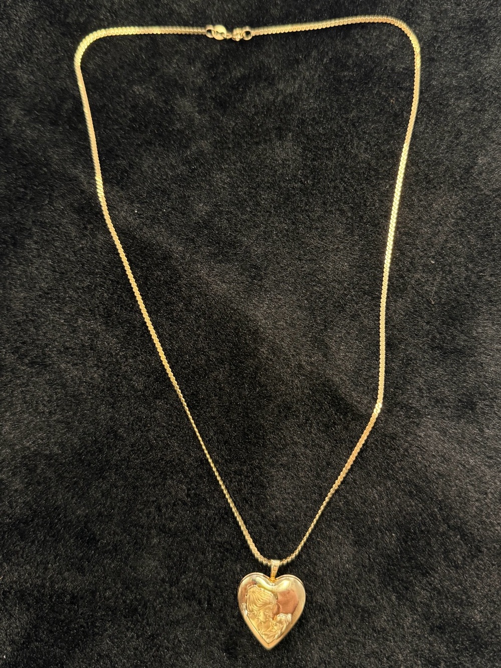 14k Yellow Gold Filled Mother & Child Locket w/ 18inch Serpentine Chain